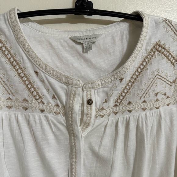 Lucky Brand Cream Relaxed Tunic with Embellished Yoke - Picture 11 of 16